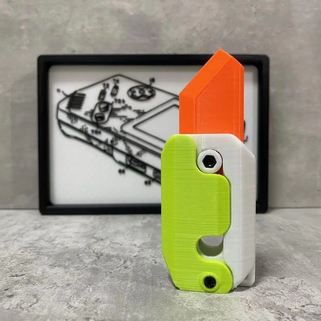 Impresión 3D Gravedad Cubo Salto Pequeño Rábano Cuchillo Mini Modelo Premio Estudiantil Colgante Juguete de Descompresión Para Niños Regalo