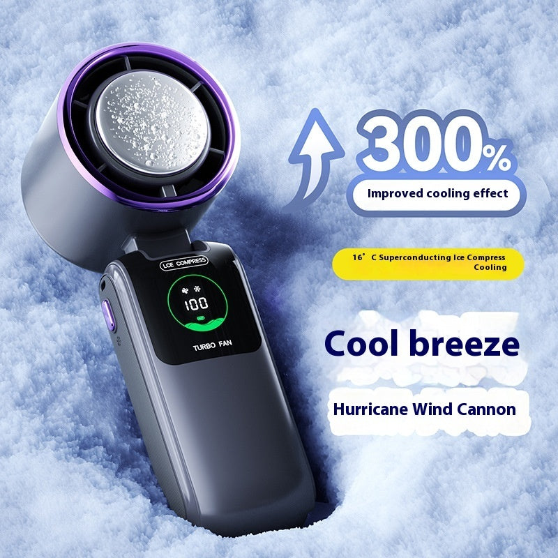 Nuevo Ventilador Eléctrico Portátil de Mano de Alta Velocidad con Bolsa de Hielo, Velocidad Ajustable, Plegable, Mini Ventilador Pequeño para Colgar al Cuello para Exteriores