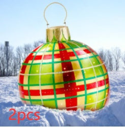 Bolas de adorno navideño de PVC para exteriores de 60 CM, bolas decoradas inflables de PVC, bolas gigantes grandes, adornos para árboles de Navidad, juguete de bola