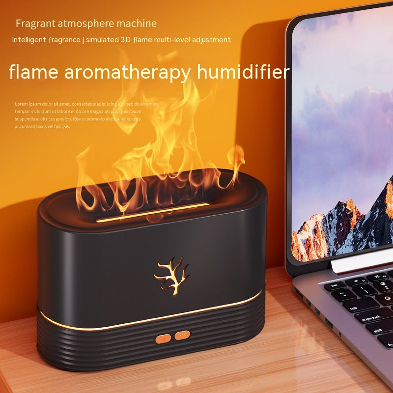 Humidificador de llama USB con temporizador inteligente, difusor de aroma eléctrico LED, lámpara de noche con simulación de fuego para decoración del hogar