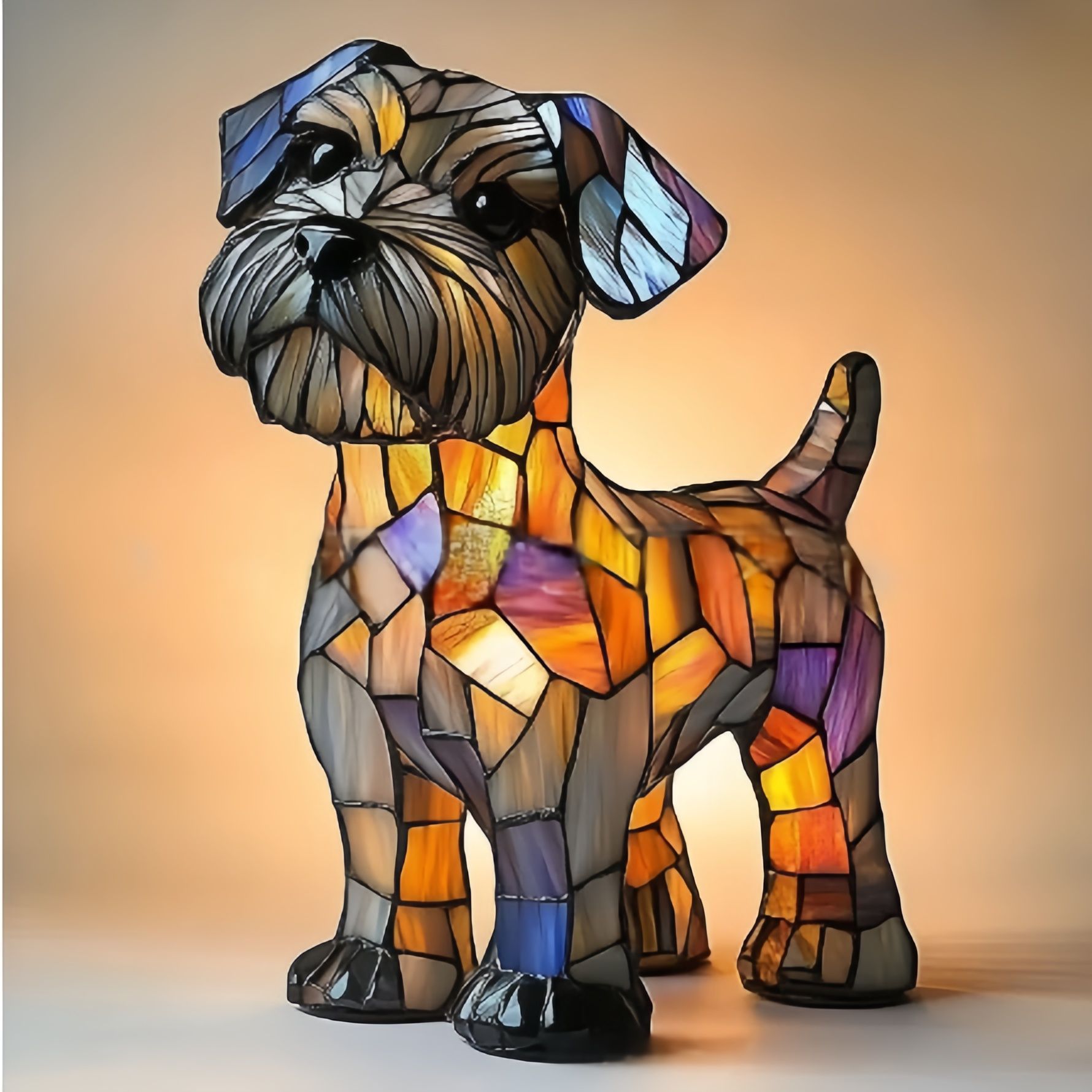 Lámpara decorativa de perro extraño y colorido de resina
