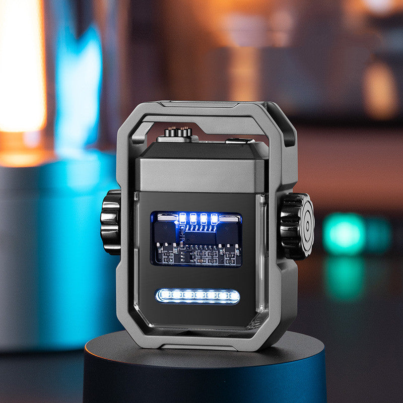 Nuevo encendedor Pulse de doble arco, a prueba de viento para exteriores, carga tipo C, encendedor eléctrico, aleación mecánica, giroscopio giratorio, herramienta de descompresión