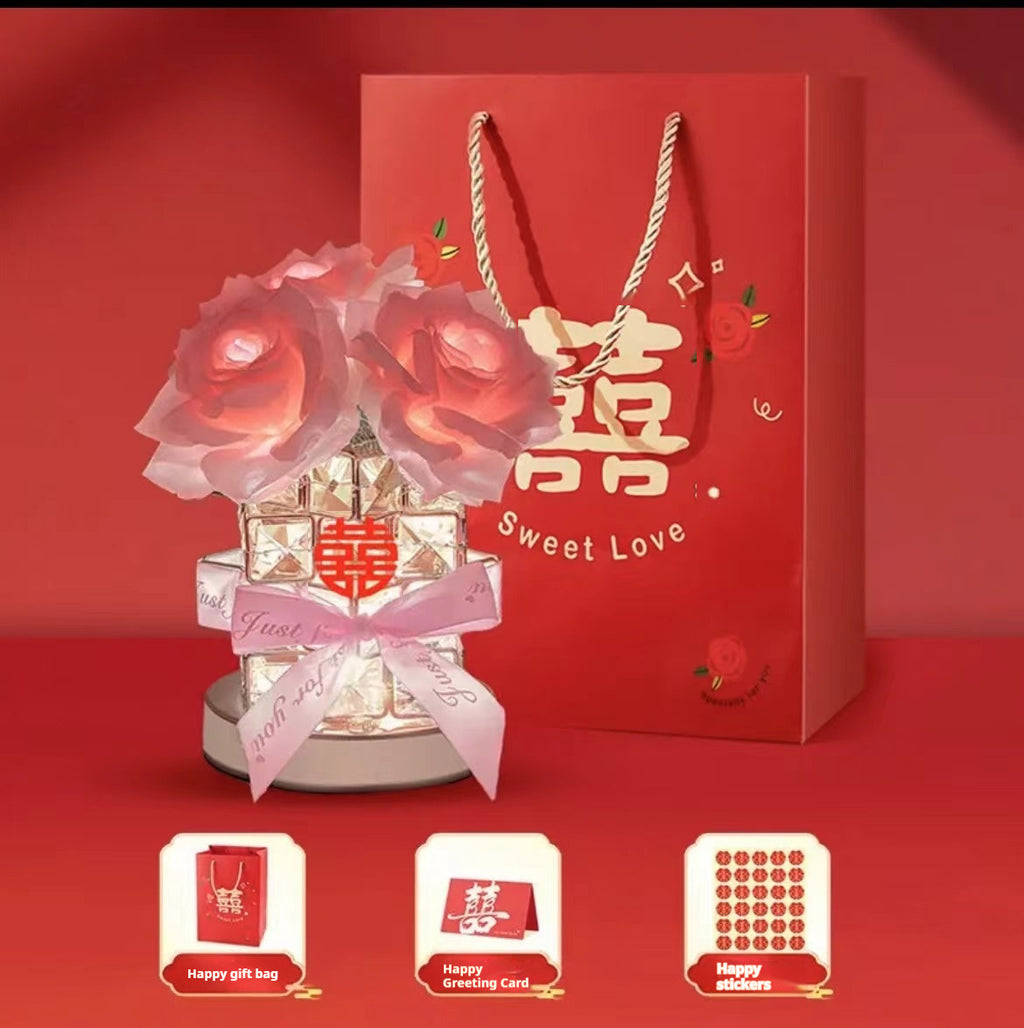 Lámpara de mesa ambiental 520 Gift Rose Cube
