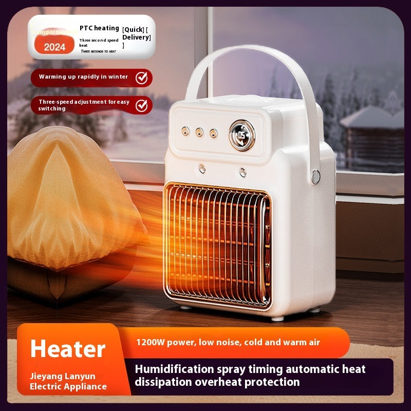 Calentador de habitación eficiente 2 en 1 de 1200 W, calentador de mesa humidificador con protección contra sobrecalentamiento, calentador de interior adecuado para oficinas