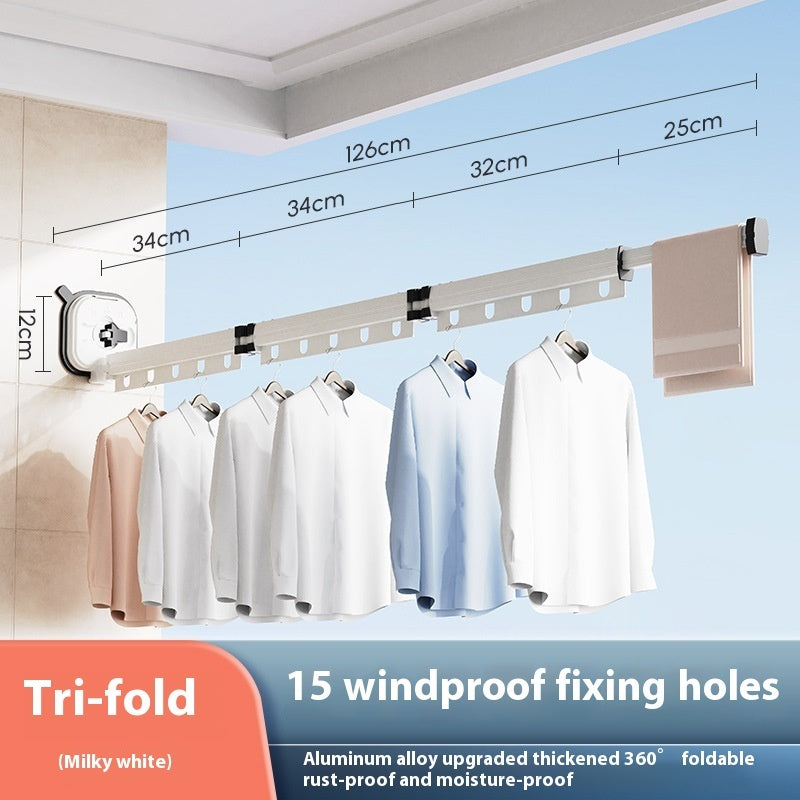 Perchero plegable con ventosa para ropa, balcón, aluminio, tendedero retráctil, sin perforaciones