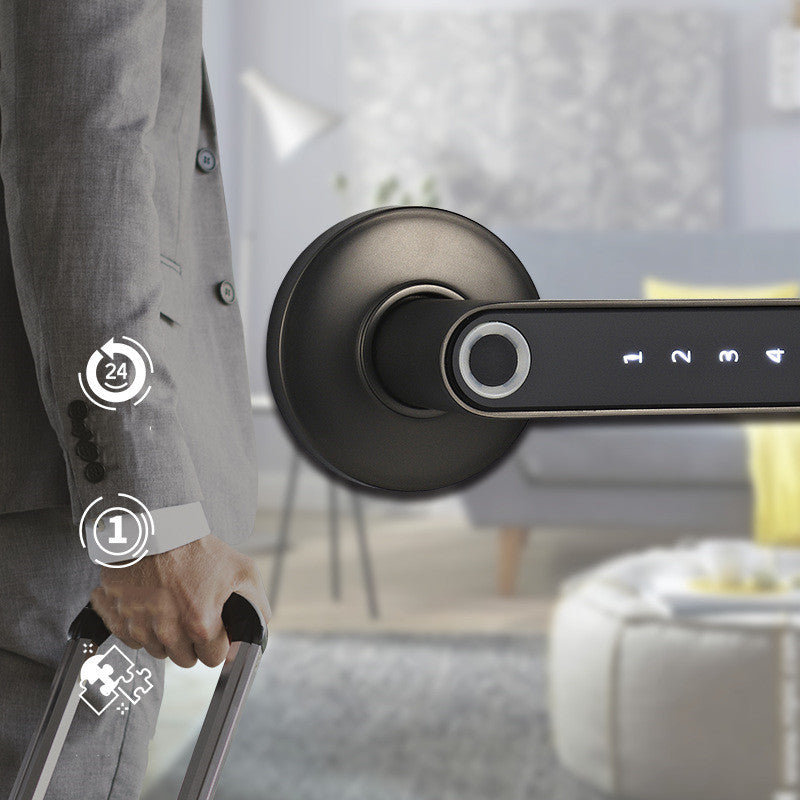 Cerradura Inteligente Huella Dactilar Contraseña Cerradura Digital Eléctrica Manija de Puerta de Seguridad sin Llave de Aleación para el Hogar