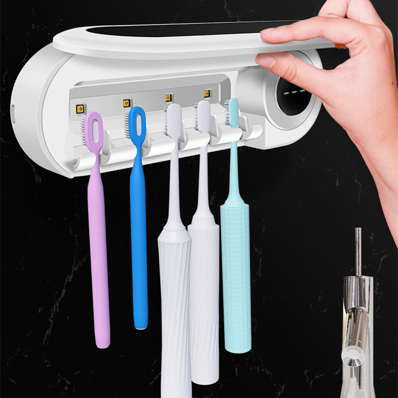 Soporte de cepillo de dientes montado en la pared, soporte esterilizador UV inteligente para cepillo de dientes, dispensador de pasta de dientes para accesorios de baño