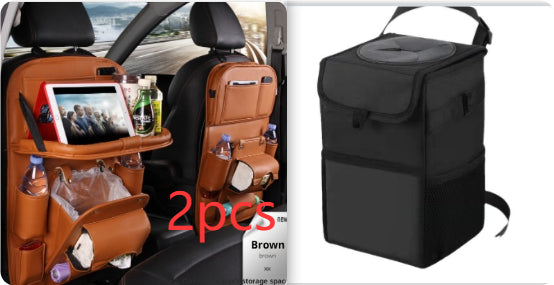 Bolsa de almacenamiento para coche de cuero PU, bandeja multifunción para asiento trasero, bolsa colgante, organizador de coche impermeable, accesorios de interior de automoción