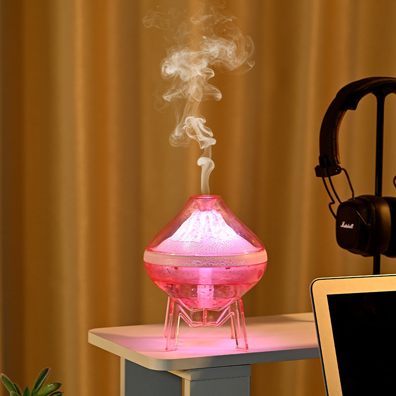 Lámpara de atmósfera volcánica de escritorio, humidificador con efecto de grieta, pulverización silenciosa
