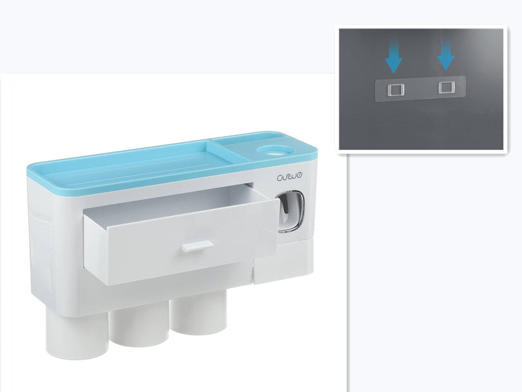 Estante de almacenamiento de un solo cajón magnético para cepillos de dientes, sin marcas, con exprimidor de pasta de dientes, juego de artículos de tocador