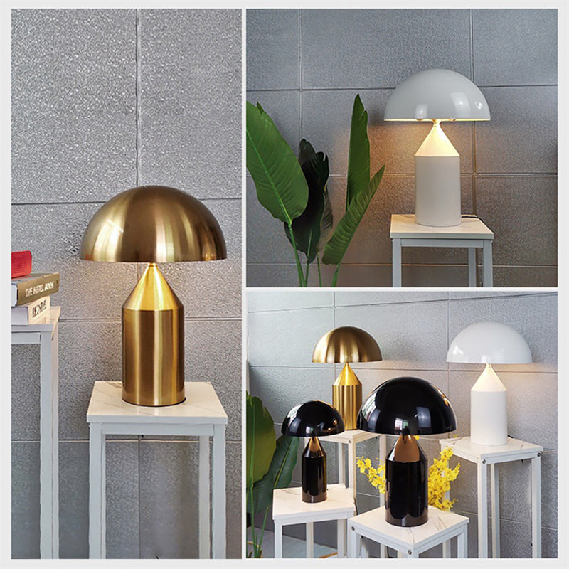 Lámpara de escritorio de hardware semicircular tipo seta, estilo posmoderno, creativa, sencilla, para habitación modelo, hotel, dormitorio, mesita de noche