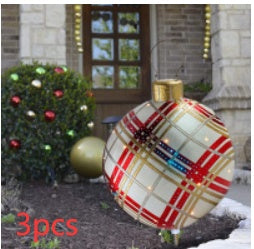 Bolas de adorno navideño de PVC para exteriores de 60 CM, bolas decoradas inflables de PVC, bolas gigantes grandes, adornos para árboles de Navidad, juguete de bola