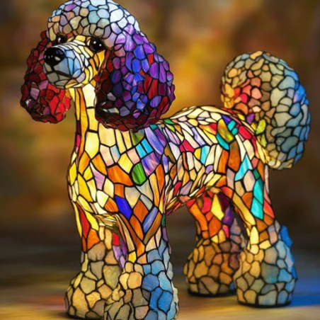 Lámpara decorativa de perro extraño y colorido de resina