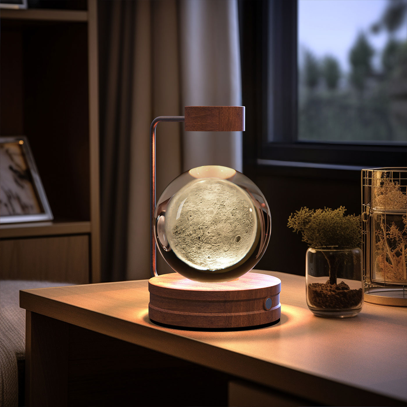 Luz de noche de bola de cristal con dinosaurio cósmico para interior, USB, luz cálida para mesita de noche, regalo de cumpleaños