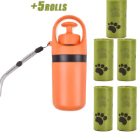 Recogedor de excrementos de perro portátil y ligero con dispensador de bolsas de basura incorporado, pala de ocho garras para recoger excrementos de mascotas, productos para mascotas