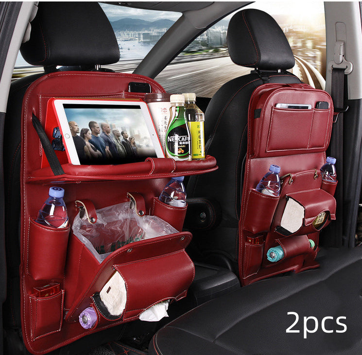 Bolsa de almacenamiento para coche de cuero PU, bandeja multifunción para asiento trasero, bolsa colgante, organizador de coche impermeable, accesorios de interior de automoción