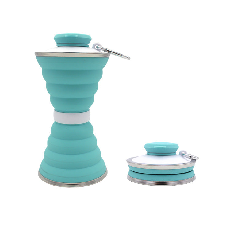 Botella de agua de silicona de 500 ml, plegable, a prueba de fugas, portátil, para deportes, viajes, para actividades al aire libre, gimnasio, senderismo, utensilios de cocina reutilizables