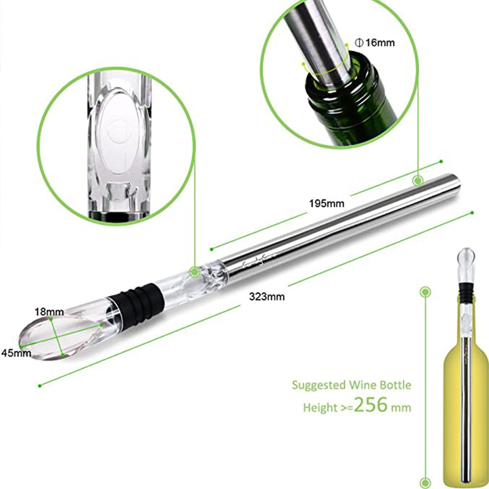 Barra enfriadora de botellas de vino de acero inoxidable, varilla enfriadora de vino a prueba de fugas, enfriador de vino, cerveza, bebidas, barra de herramientas para congelar