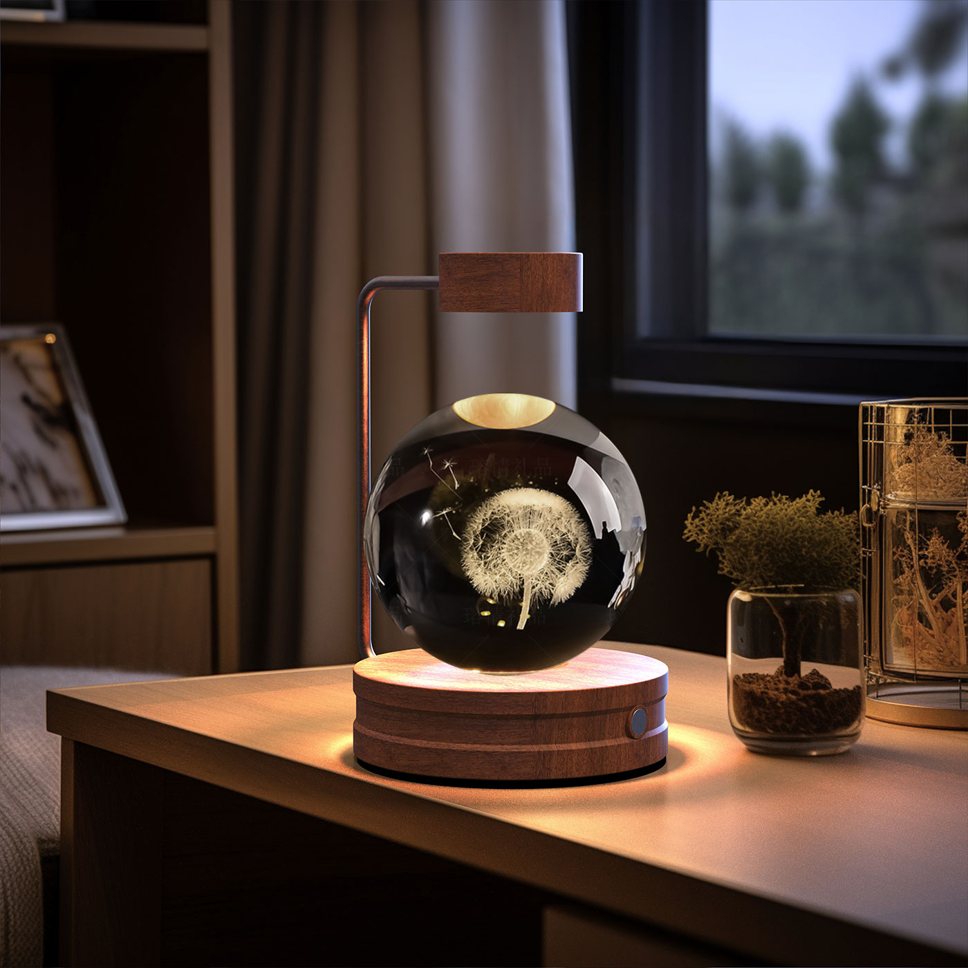 Luz de noche de bola de cristal con dinosaurio cósmico para interior, USB, luz cálida para mesita de noche, regalo de cumpleaños