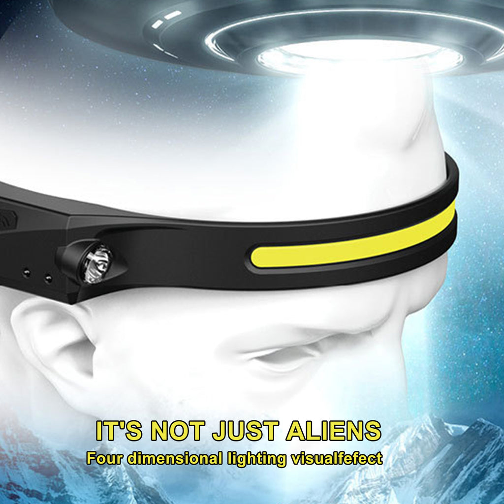 Linterna frontal de inducción LED COB, recargable por USB, resistente al agua, para camping, con todas las perspectivas, luz de caza