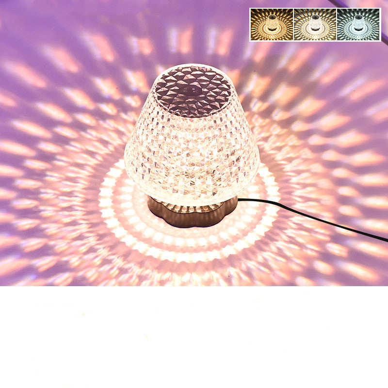 Lámpara de mesa Diamond Crystal Lámpara de mesa con sensor táctil USB Lámpara de noche LED regulable para restaurante boda