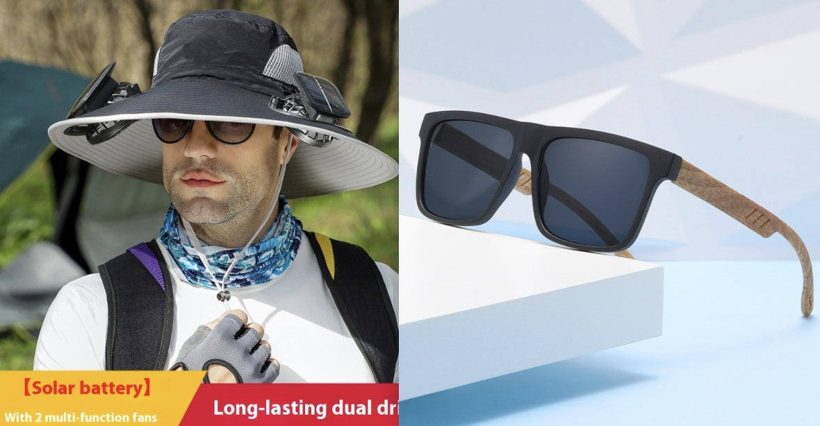 Sombrero de sol de ala ancha para exteriores con ventilador solar, sombrero de pesca para exteriores con ventilador solar de ala ancha, carga solar USB, sombrero ajustable alimentado por energía solar