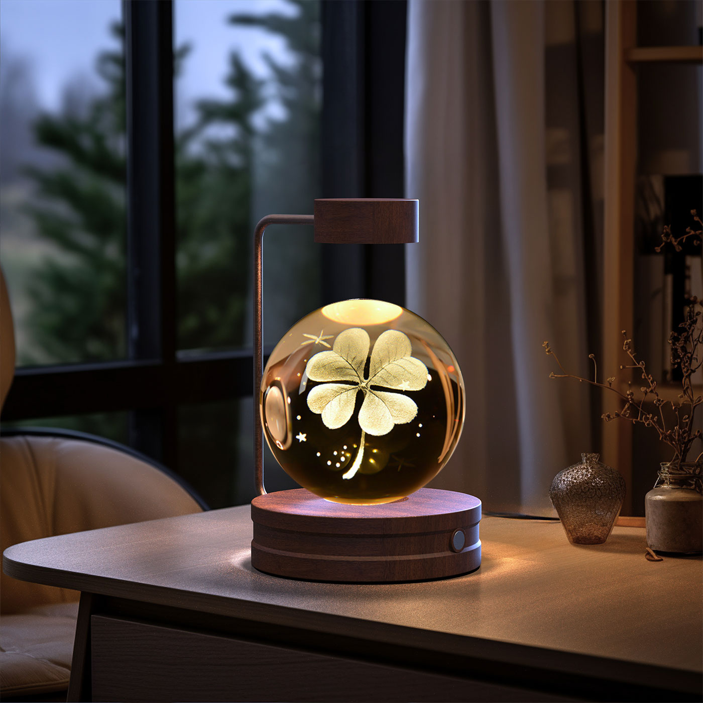Luz de noche de bola de cristal con dinosaurio cósmico para interior, USB, luz cálida para mesita de noche, regalo de cumpleaños