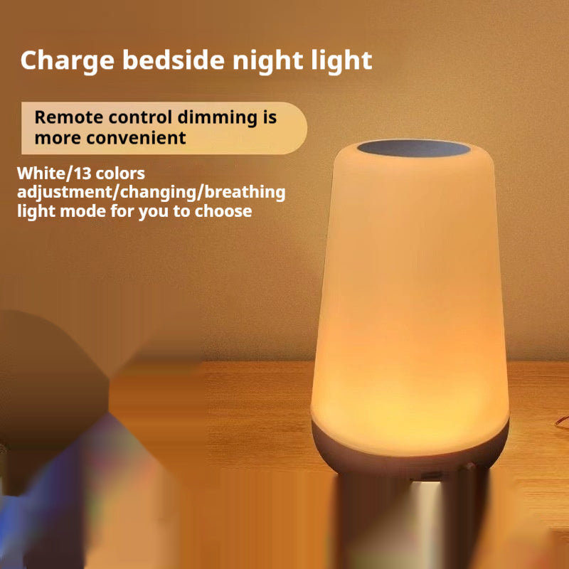 Lámpara táctil con control remoto y carga de vetas de madera creativas
