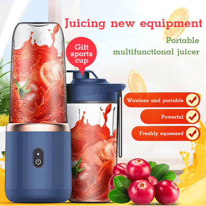 Mini licuadora portátil de 6 cuchillas, taza exprimidora, extractor de batidos, carga USB, exprimidor de frutas, licuadora, mezclador de alimentos, picadora de hielo, máquina exprimidora portátil