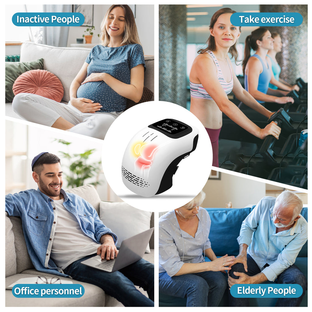 Masajeador de Rodilla Inteligente Eléctrico para Uso Doméstico, Masajeador de Rodilla Recargable con Calefacción, Láser Infrarrojo y Vibración para Alivio del Dolor