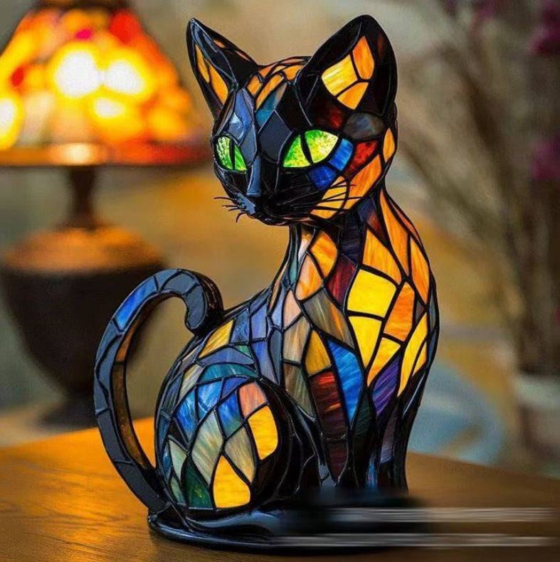 Lámpara decorativa de perro extraño y colorido de resina