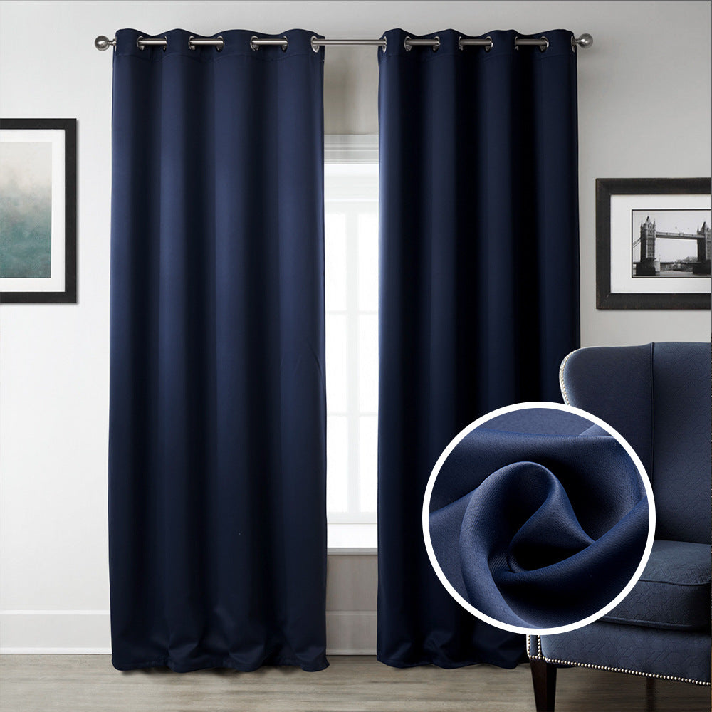 Cortinas Estampadas de Tela Opaca Azul Oscuro para Dormitorio