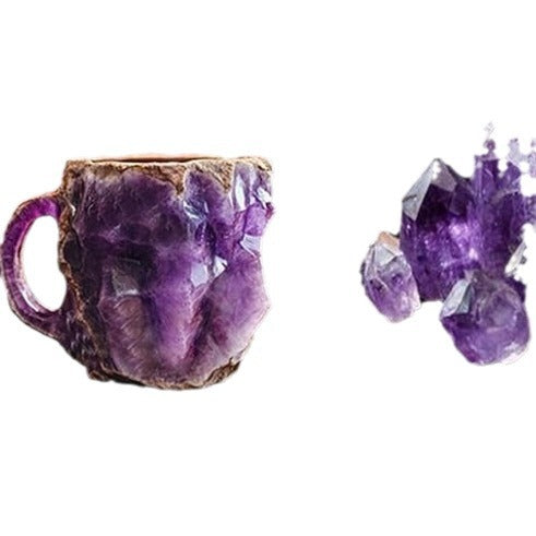 Tazas de café de resina con minerales y cristales de 400 ml con asas Elegante taza de imitación de mineral y cristal para decoración de oficina y hogar, regalo de Navidad, utensilios de cocina