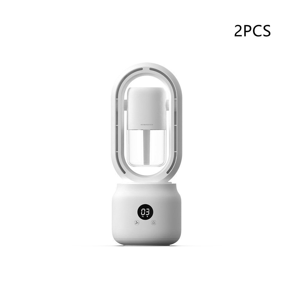 Ventilador Eléctrico Portátil Recargable USB sin Aspas con Rociador de Niebla Enfriado por Agua de Verano, Humidificador de Aire, Ventilador de Mesa