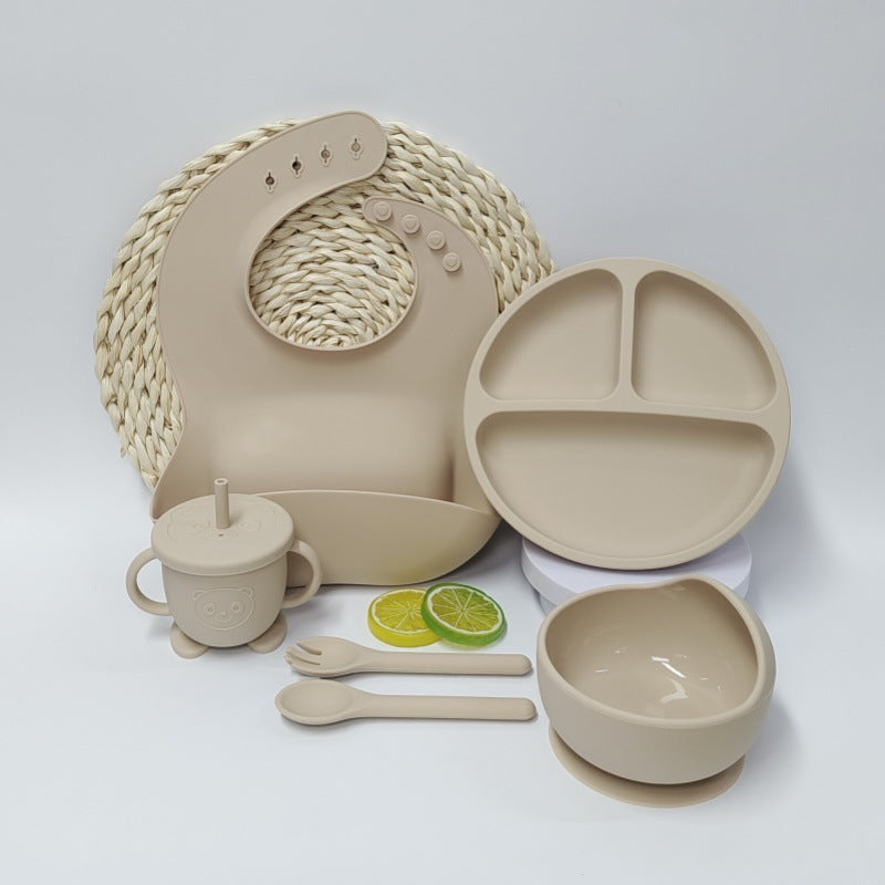 Infant And Toddler Feeding Training Silicone Suction-cup Placemat And Silicone Tableware