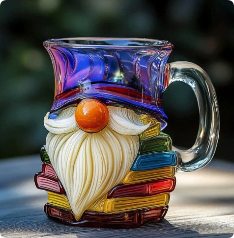 Taza de café apilable con diseño de libros pintados