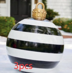 Bolas de adorno navideño de PVC para exteriores de 60 CM, bolas decoradas inflables de PVC, bolas gigantes grandes, adornos para árboles de Navidad, juguete de bola