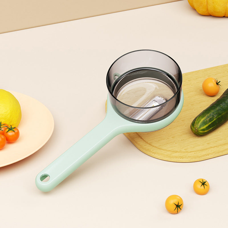 Pelador multifuncional de cocina con cubo de almacenamiento, rallador, cuchillo pelador de fruta, pelador con almacenamiento, utensilios de cocina