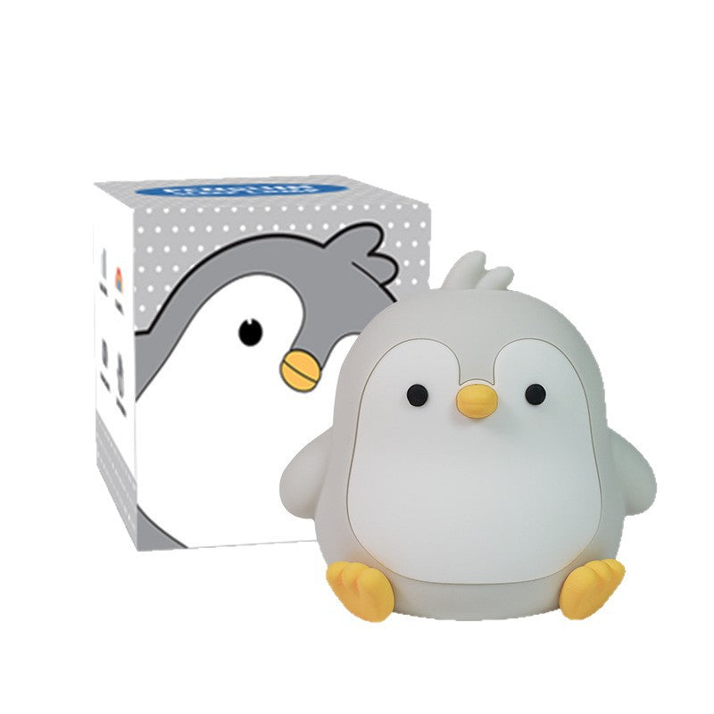 Lámpara de noche de silicona con forma de pingüino para mesita de noche de dormitorio