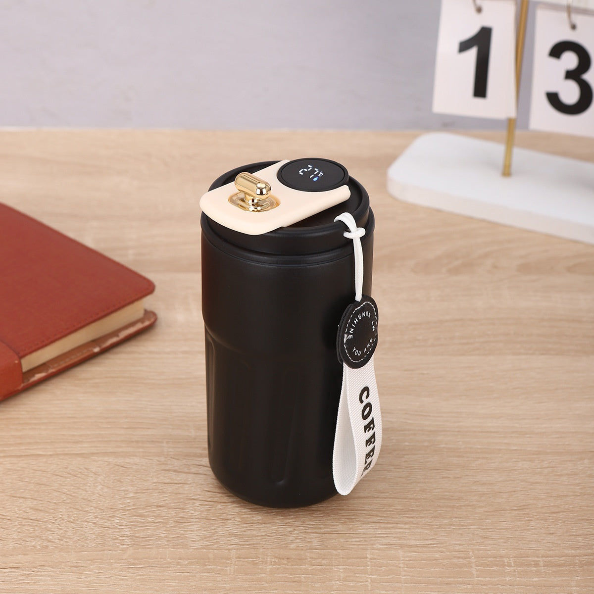 Taza de café portátil inteligente con pantalla digital, botella de agua de acero inoxidable, termo de coche, taza aislada para mantener el frío, 450ml