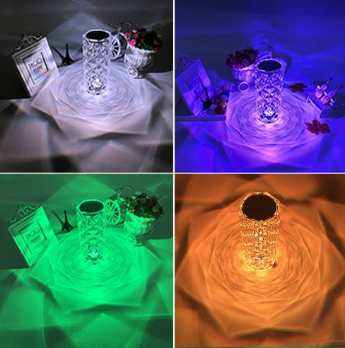 Lámpara de mesa creativa de diamante de cristal recargable de acrílico para mesita de noche