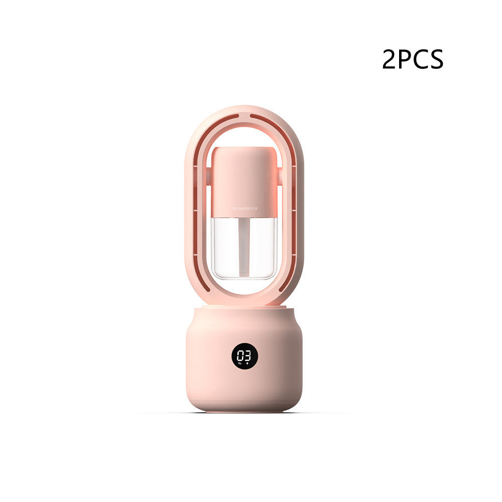 Ventilador Eléctrico Portátil Recargable USB sin Aspas con Rociador de Niebla Enfriado por Agua de Verano, Humidificador de Aire, Ventilador de Mesa