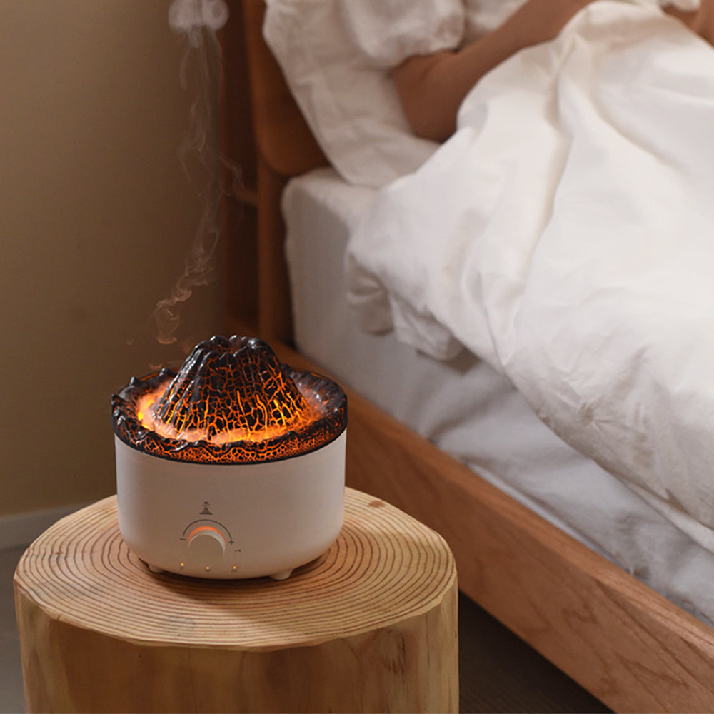 Humidificador Silencioso de Llama Simulada Pequeña de Volcán Humidificador de Llama Difusor de Volcán Decoraciones para el Hogar
