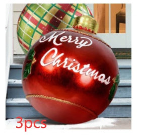 Bolas de adorno navideño de PVC para exteriores de 60 CM, bolas decoradas inflables de PVC, bolas gigantes grandes, adornos para árboles de Navidad, juguete de bola