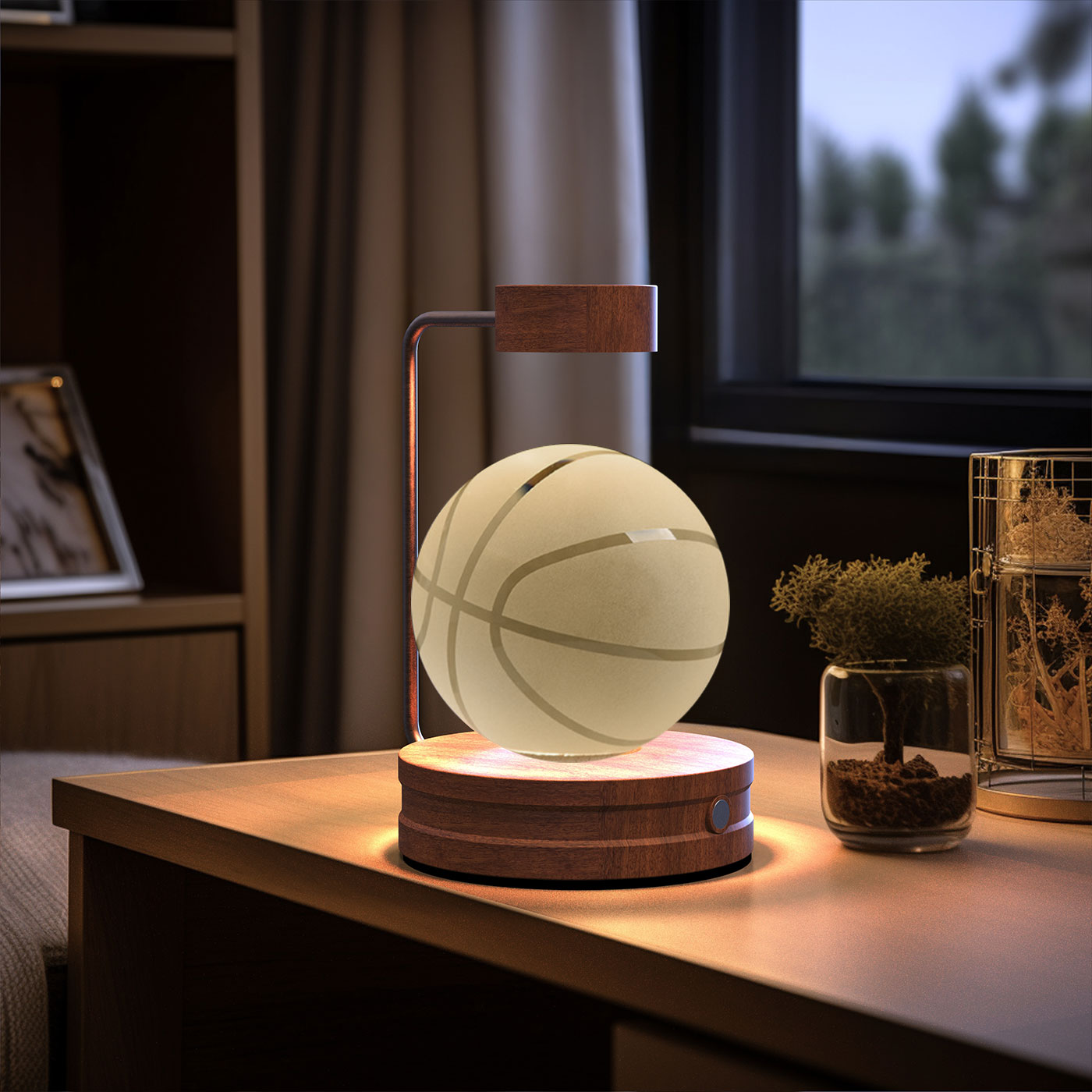 Luz de noche de bola de cristal con dinosaurio cósmico para interior, USB, luz cálida para mesita de noche, regalo de cumpleaños