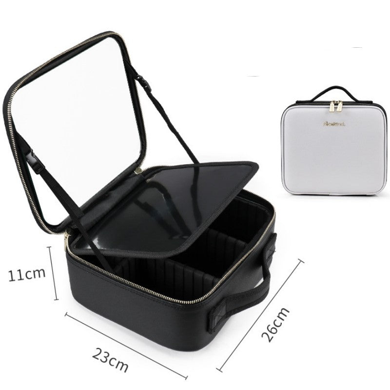 Estuche cosmético LED inteligente con espejo, bolsa cosmética, bolsa de almacenamiento portátil de moda de gran capacidad, bolsas de maquillaje de viaje