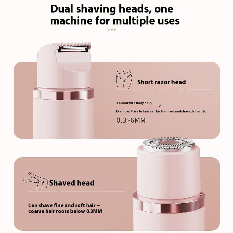 Depiladora eléctrica de doble cabezal, indolora para mujer, dispositivo de depilación para bikini, recortador automático de vello en axilas, rostro, labios y piernas