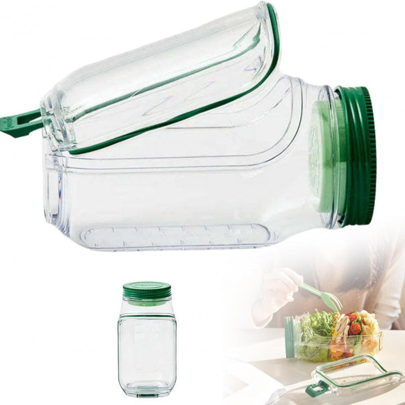 Portable Plastic Salad Pod All-In-One Container With Leak Proof Oats Container Reusable Keep It Good Salad Bowl Meal Prep Kitchen Gadgets