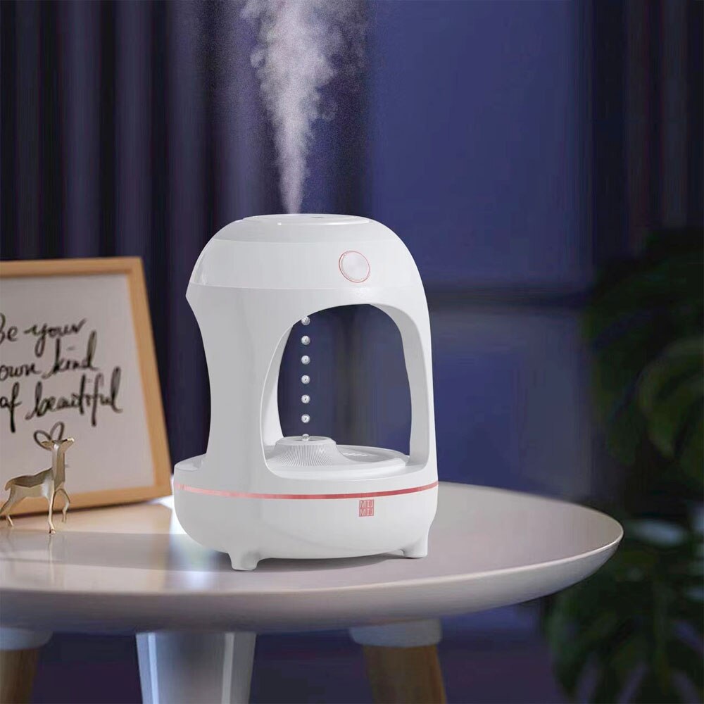 Humidificador antigravedad con gotas de agua levitantes, fuente de agua, luz nocturna LED, atomización para purificación de aire, lámpara de decoración de escritorio