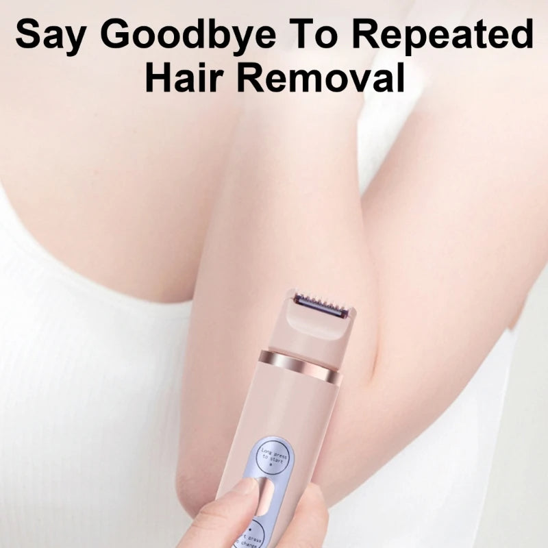 Depiladora eléctrica de doble cabezal, indolora para mujer, dispositivo de depilación para bikini, recortador automático de vello en axilas, rostro, labios y piernas